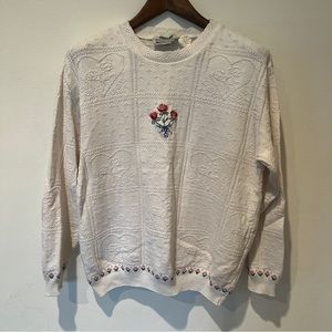 Vintage Northern Reflections Flower Heart Embossed Granny Sweater